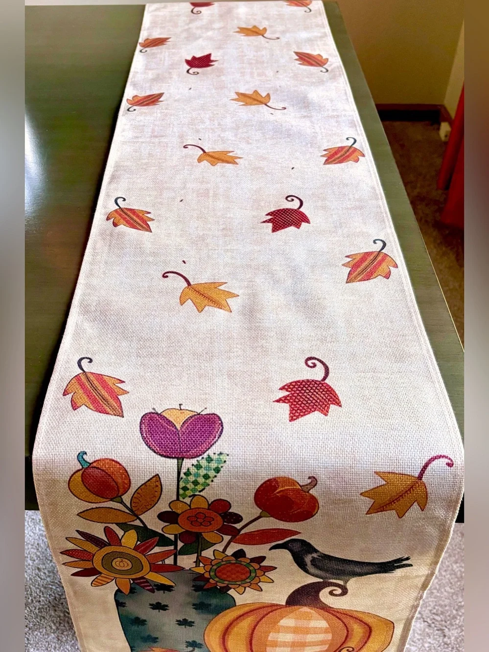 Folk Art Rustic Farmhouse Fall Flowers Crow Pumpkin 72